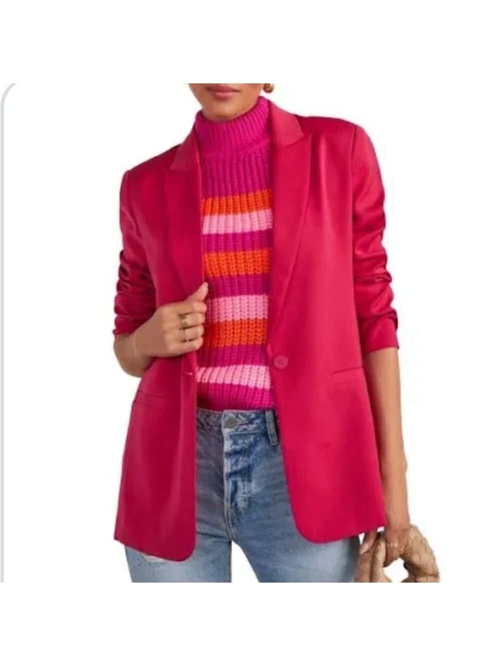 Vintage Y2K Giorgio Sant'Angelo Collectable Gold Red Linen blazer Red Size 6